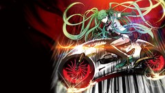 Anime Exit Shorts gloves long hair anime girls green eyes 