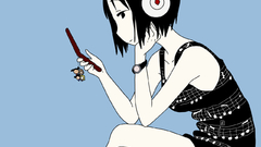 Anime eyes wide headphones