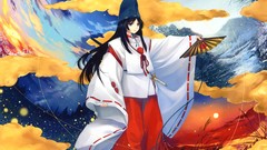 Anime fans long hair anime girls skies miko scans Hiiro Yuki