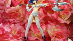 Anime figurines blue hair anime girls thigh highs toys 