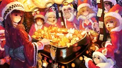 Anime girls artwork toys (children) long ears Christmas outfits 