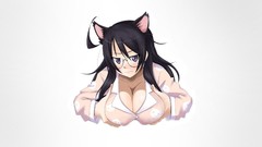 Anime girls bakemonogatari hanekawa tsubasa nekomimi animal 