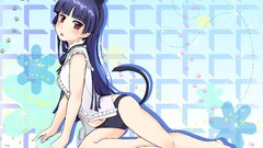 Anime girls black hair nekomimi gokou ruri tails panties ore no 