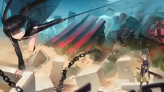 Anime girls black rock shooter black hair twintails Nana Gray