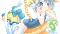 Anime girls blue eyes animal ears tails lolicon school 