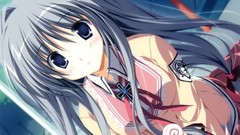Anime girls blue eyes seifuku gray hair game cg Himawari Korie 