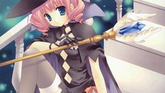 Anime girls blue eyes witches aquarian age Tatekawa Mako 