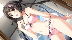 Anime girls brown eyes black hair game cg bikini twintails 