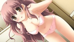 Anime girls brown eyes bra ikegami akane with ribbon hosaka 