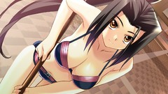 Anime girls brown eyes brunettes game cg cleavage bikini 