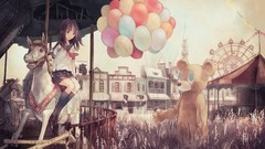 Anime girls brown eyes school uniforms short hair original 