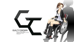 Anime girls brunettes guilty crown wheelchair Simple Background 