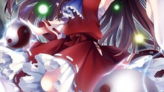 Anime girls brunettes hakurei reimu touhou Japanese clothes 