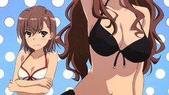 Anime girls brunettes misaka mikoto bikini toaru kagaku no 