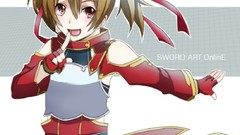 Anime girls brunettes open mouth twintails sword art online 