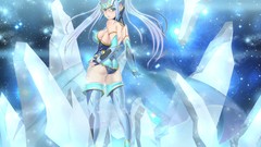 Anime girls Bunnies blue eyes twintails thigh highs aqua hair 