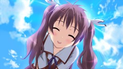 Anime girls closed eyes brunettes mayo chiki twintails usami 