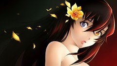 Anime girls flower in hair illustrations Kurogane no 