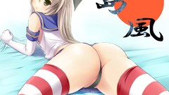 Anime girls gray hair kagura animal ears kantai collection 