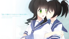 Anime girls green eyes school uniforms black rock shooter black 