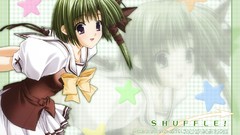 Anime girls green hair seifuku purple eyes Shigure Asa