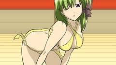 Anime girls green hair shuffle purple eyes bikini deviantart 