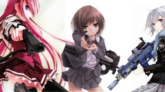 Anime girls gunslinger girl fuyuno haruaki Simple Background 