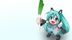 Anime girls hatsune miku vocaloid leek twintails Simple 
