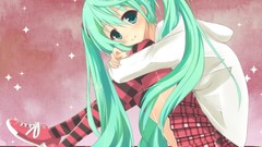Anime girls hatsune miku vocaloid twintails thigh highs aqua 