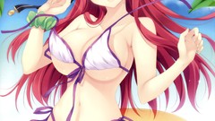 Anime girls mitha redheads cleavage bikini visual novels 
