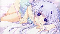 Anime girls muv-luv purple eyes lying down panties down Inia 