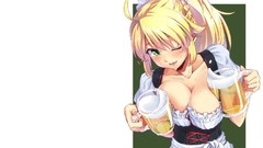Anime girls Oktoberfest Simple Background beers dirndl