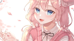 anime girls original characters Biyen blue eyes pink hair