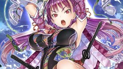 Anime girls purple hair Nakabayashi ReiMei Miyamoto Musashi 