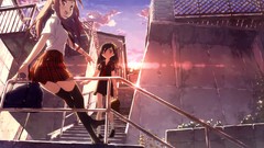 Anime girls school uniforms original characters Kantoku 