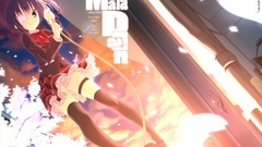 Anime girls school uniforms short hair seifuku cherry blossoms 