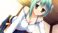 Anime girls short hair green hair muririn noble works game cg 