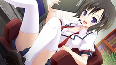 Anime girls short hair seifuku black hair game cg faust
