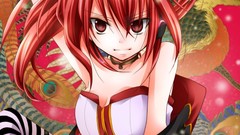 Anime girls short hair vocaloid redheads thigh highs striped 