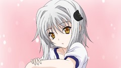 Anime girls short hair yellow eyes gray hair hair ornaments 