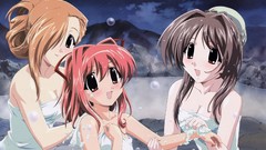 Anime girls towels happy lesson