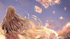 anime girls vocaloid IA (Vocaloid) long hair Anime sky standing
