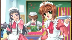 Anime girls waitress card captor kinomoto sakura syaoran 