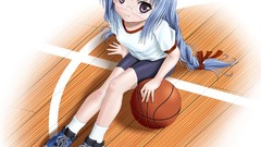 Anime glasses basketball blue hair anime girls braids ro-kyu-bu 