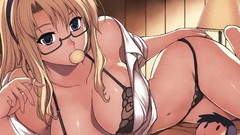Anime glasses blondes anime girls blue eyes bra meganekko 