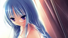 Anime glasses blue hair anime girls ro-kyu-bu purple eyes 