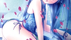 Anime glasses blue hair long hair anime girls ro-kyu-bu 