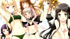 Anime glasses Cameras blondes blush long hair gray eyes pink 