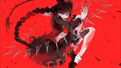 Anime glasses evil red eyes anime girls braids black hair 