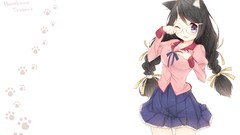 Anime glasses fangs skirts anime girls school uniforms braids 